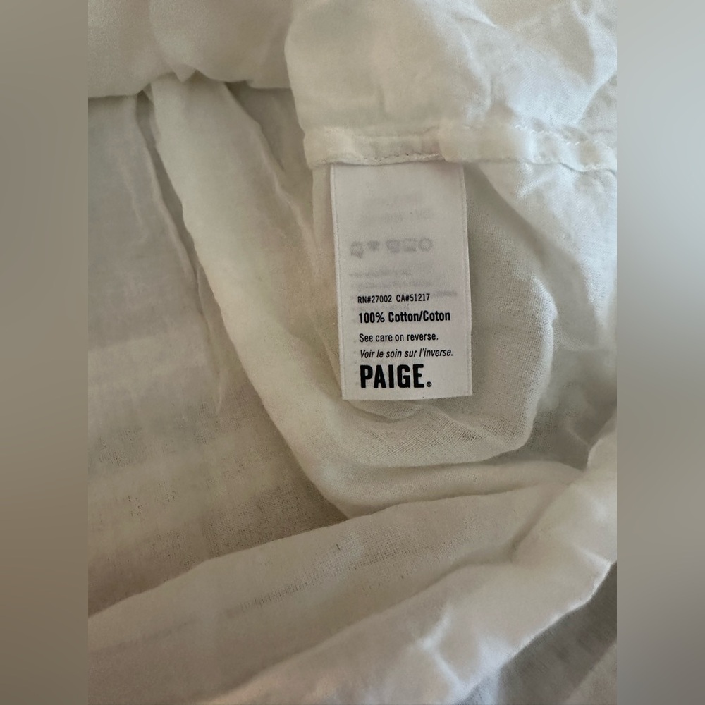 PAIGE White Cotton Boho Tiered Mini Dress | Size Small - Picture 9 of 10